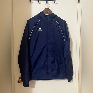 Adidas Navy Windbreaker Jacket with Hood